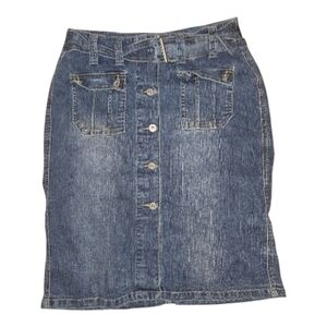 Y2K Lazer Jeans Denim Button-Front Skirt Size 7